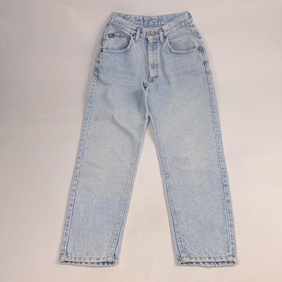 Vintage Lee Light wash denim tapered Jeans Size 7 medium Cotton Retro - Picture 2 of 16